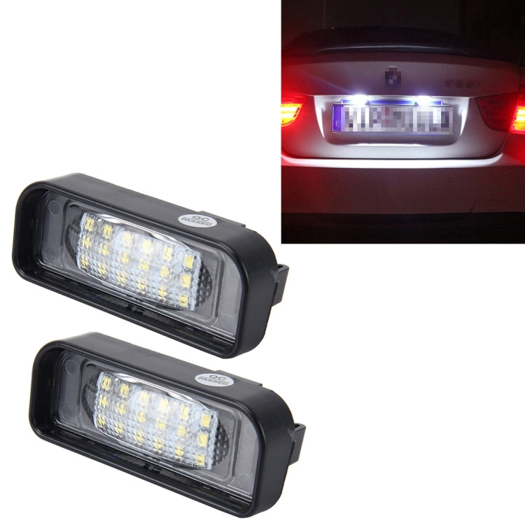 2 PCS License Plate Light with 18  SMD-3528 Lamps with Canbus for Mercedes-Benz W220,2W 120LM,6000K, DC12V(White Light), For Benz W220