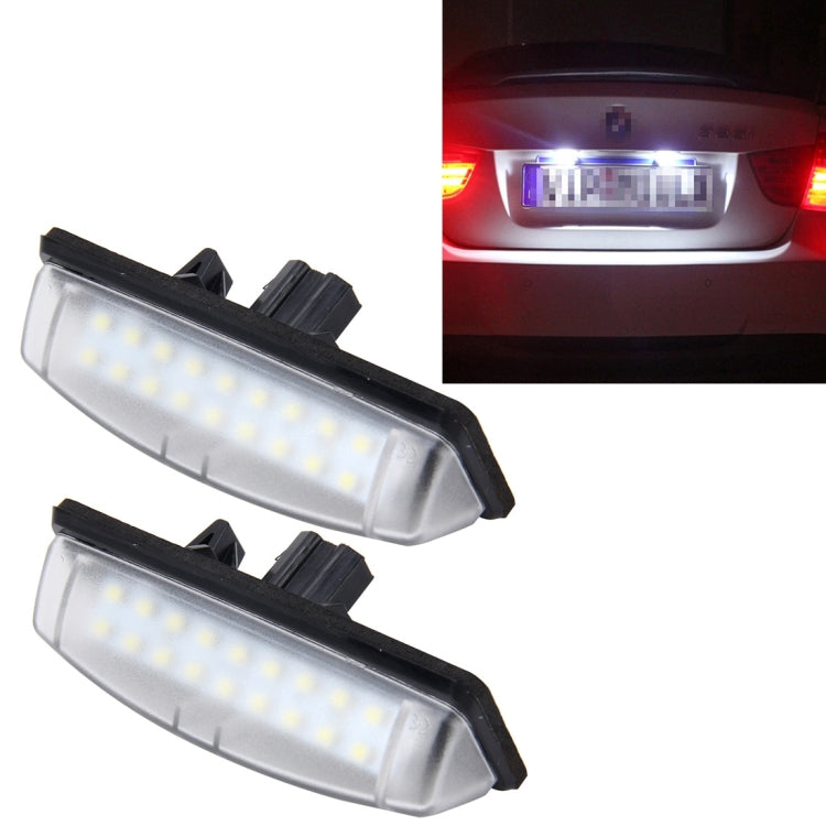 2 PCS License Plate Light with 18  SMD-3528 Lamps for Toyota,2W 120LM,6000K, DC12V(White Light), For Toyota2