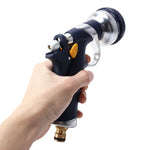 Pistola de Água para Jardim Multifuncional com 8 Funções, Pistola de Pulverização para Jardinagem com Bicos Ajustáveis, 8 Padrões