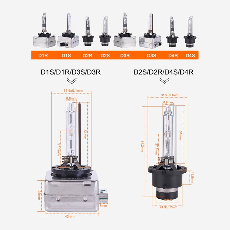 2 PCS D4S 35W 3800 LM 6000K HID Bulbs Xenon Lights Lamps, DC 12V, D4S