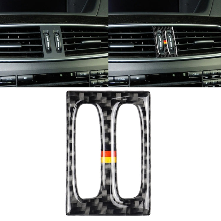Car German Flag Carbon Fiber Intermediate Air Outlet Panel Decorative Sticker for Mercedes-Benz W204 2011-2013, Intermediate Air Outlet (German Flag)