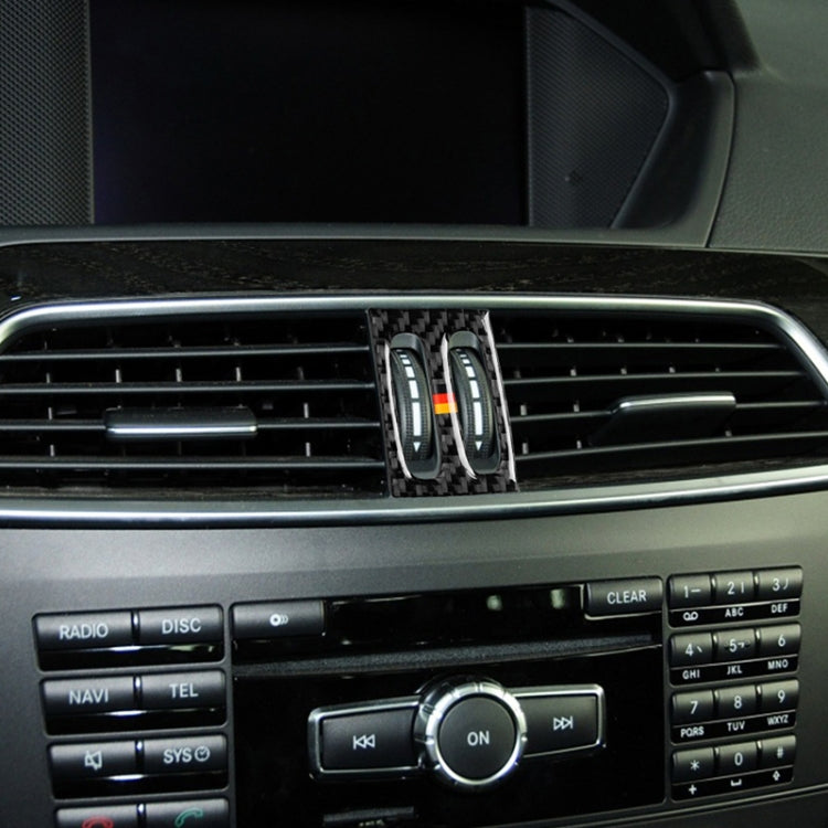 Car German Flag Carbon Fiber Intermediate Air Outlet Panel Decorative Sticker for Mercedes-Benz W204 2011-2013, Intermediate Air Outlet (German Flag)