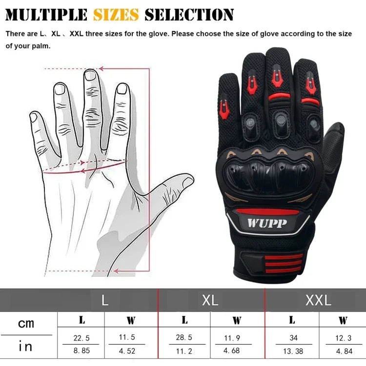 Luvas de Motociclo WUPP, Toque no Ecrã, Impermeáveis, Respiráveis, Resistentes ao Desgaste, Antiderrapantes, Luvas de Proteção de Dedo Inteiro para Verão e Inverno, Tamanho: XXL, Tamanho: XXL