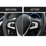 Car Carbon Fiber Steering Wheel Button Configuration B Decorative Sticker for BMW 5 Series G30/G38 X3 G01/G08, Steering Wheel Button