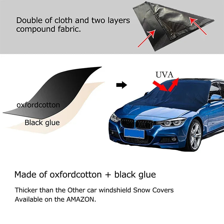 Cobertura de Neve Magnética para Para-Brisas de Carro em Tecido Oxford com Cola Vinílica 210D, Protetor Solar e Isolamento Anticongelante, Tamanho: 215cm x 155cm, Tamanho: 215cm x 155cm