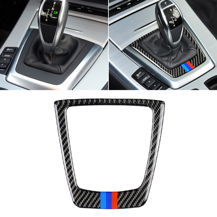 Car Carbon Fiber Gear Position Panel Decorative Three Color Sticker for BMW Z4 2009-2015, Gear Position Panel Sticker(Three Color)