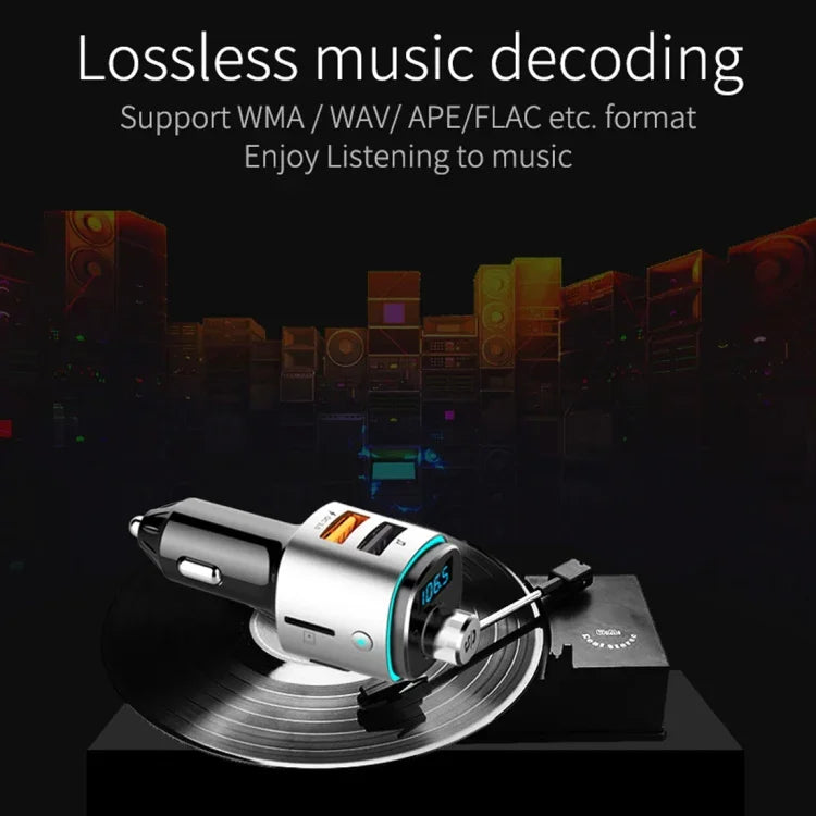 BC42 Bluetooth 5.0 Lâmpada Atmosférica Colorida Multifuncional para Carro MP3 Player, Suporta Cartão TF & Disco U & FM, BC42