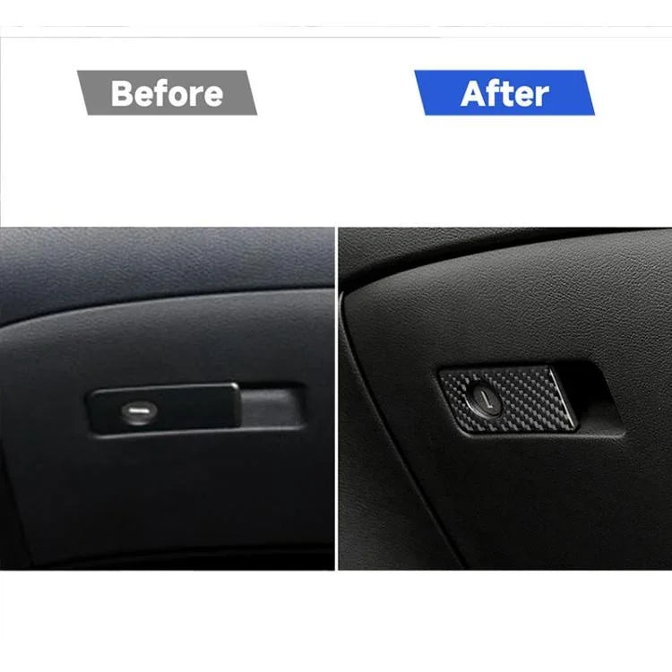 Adesivo Decorativo para Caixa de Armazenamento do Banco do Passageiro Dianteiro em Fibra de Carbono para Infiniti Q50 / Q60 2014-2020, Condução à Esquerda, Caixa de Armazenamento do Banco do Passageiro Dianteiro