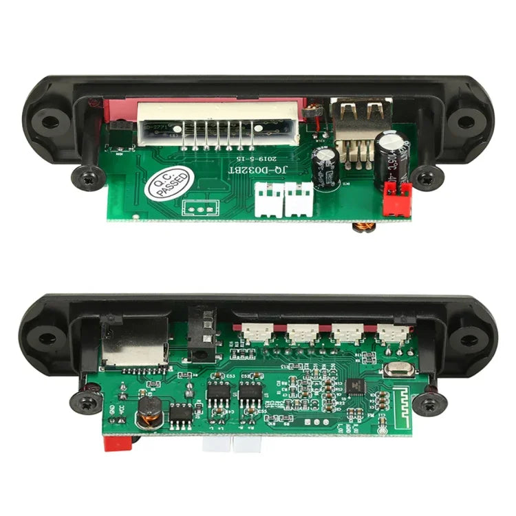 Placa Decodificadora de Leitor MP3 de Áudio para Carro 12V 2x3W Rádio FM TF USB AUX 3,5mm, com Bluetooth / Função de Gravação de Chamadas / Amplificador de Potência / Controlo Remoto, 12V