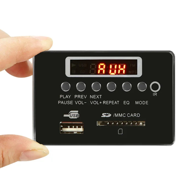 Placa Decodificadora de Leitor MP3 Áudio 12V para Carro Rádio FM Cartão SD USB AUX, com Bluetooth / Controlo Remoto, 12V, 12V (Cinza Prateado)