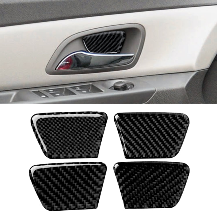 4 PCS Car Carbon Fiber Door Bowl Decorative Sticker for Chevrolet Cruze 2009-2015, Left and Right Drive Universal, Door Bowl