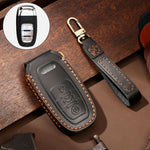 Hallmo Car Cowhide Leather Key Protective Cover Key Case for Audi A6L / A8L / A4 / A7 / A5 B Style, For Audi A6L B Style