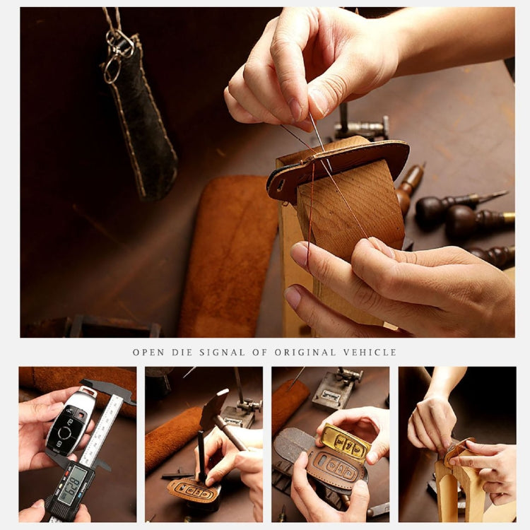 Hallmo Car Cowhide Leather Key Protective Cover Key Case for Honda Civic / Accord 2-button, For Honda Civic / Accord 2-button