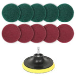 Conjunto de cabeça de escova elétrica para limpeza e descalcificação de chão, parede, janela e vidro com disco adesivo de 4 polegadas 11 em 1 para berbequim, 11 em 1