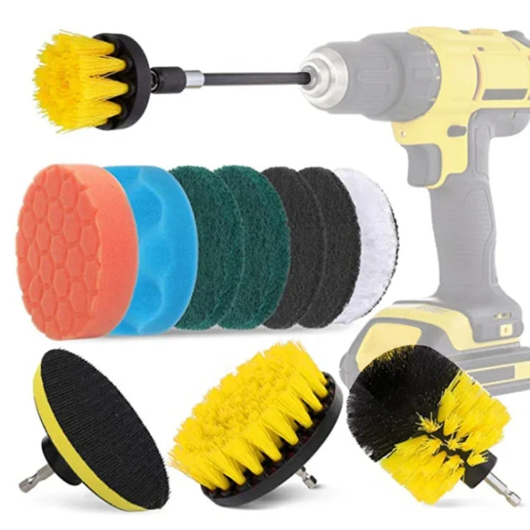 Conjunto de Cabeças de Escova para Broca Elétrica 12 em 1 com Esponja Abrasiva de 4 polegadas para Limpeza e Descalcificação de Piso, Parede, Janela e Vidro, 12 em 1