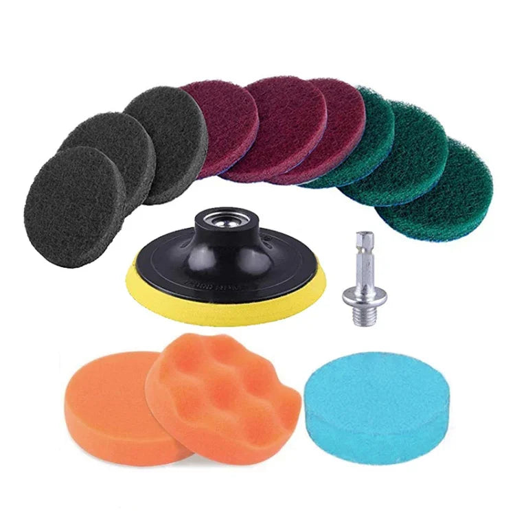 Conjunto de Cabeças de Escova para Broca Elétrica 13 em 1 com Esponja Abrasiva de 4 polegadas para Limpeza e Descalcificação de Piso, Parede, Janela e Vidro, 13 em 1