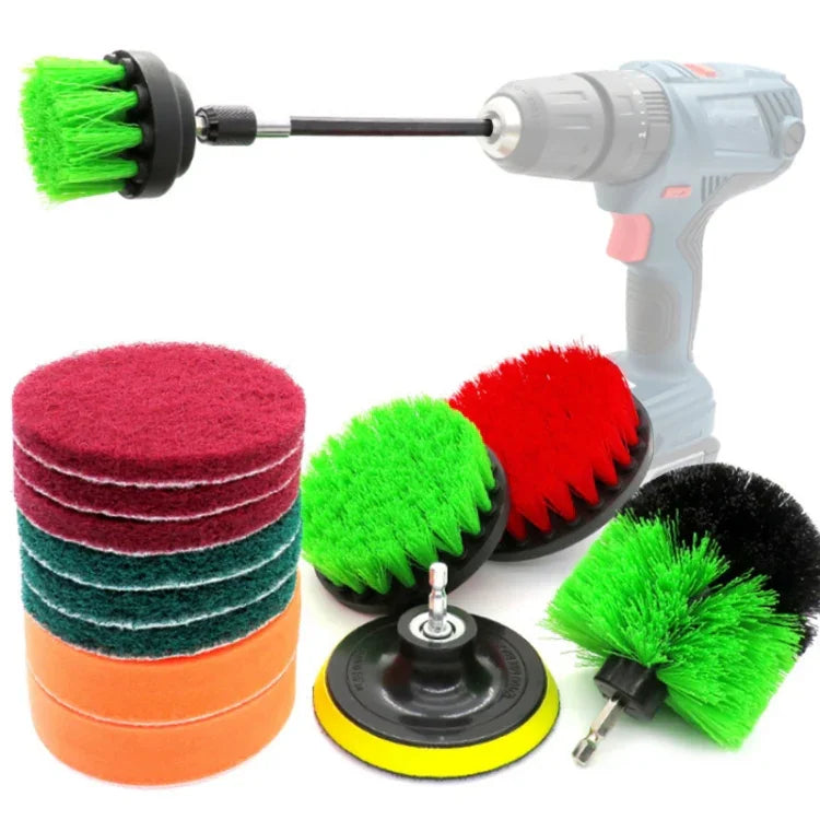 Conjunto de Cabeças de Escova para Broca Elétrica 14 em 1 com Esponja Abrasiva de 4 polegadas para Limpeza e Descalcificação de Piso, Parede, Janela e Vidro, Entrega de Cor Aleatória, 14 em 1