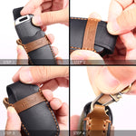 Hallmo Car Cowhide Leather Key Protective Cover Key Case for Hyundai 6-button, For Hyundai 6-button