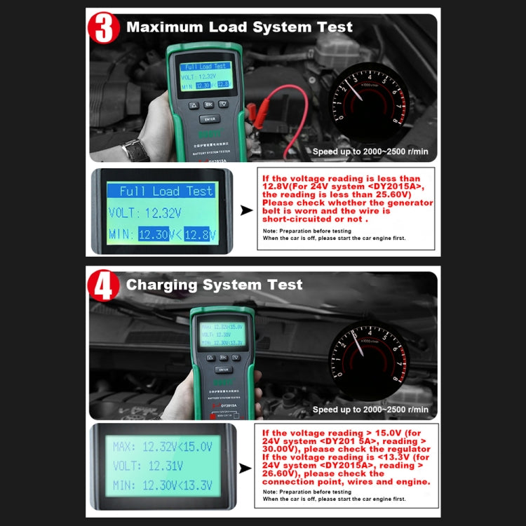 DUOYI DY2015A Car 12V 24V Digital CCA Load Battery Charging Digital Capacity Tester, DY2015A