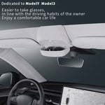 Car Suede Wrap Version Sunglasses Storage Box for Tesla Model Y 2019-2023, Suede Wrap Version for Tesla Model Y