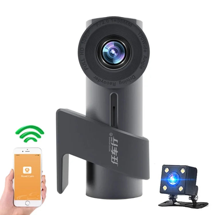 Gravador de Condução para Carro com Câmara Dupla WiFi Oculta com Rotação de 360 Graus, Câmara Dupla WiFi