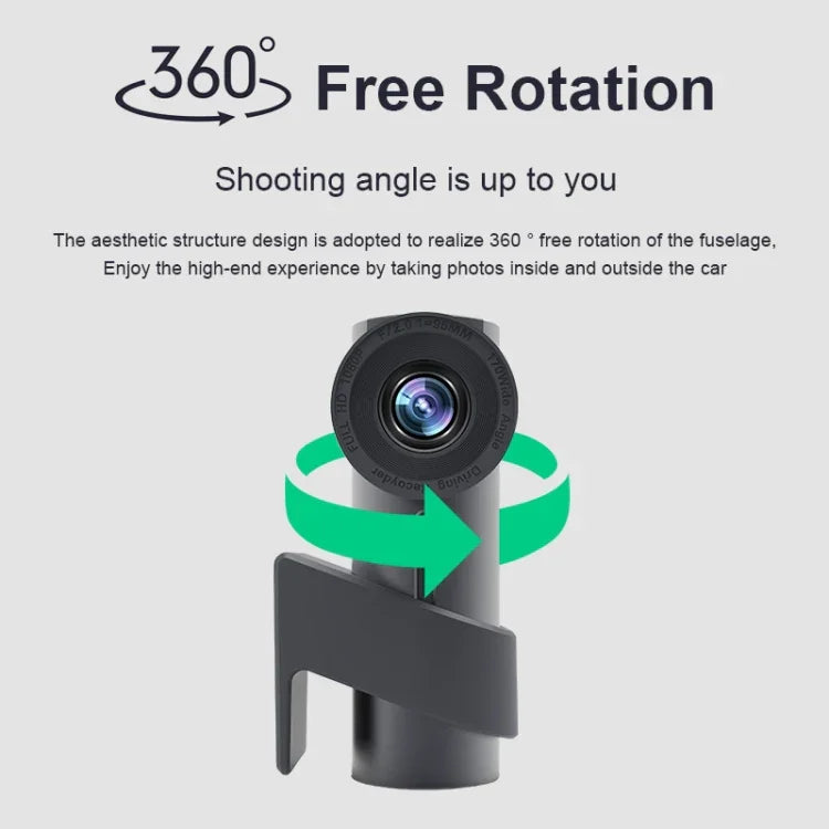 Gravador de Condução para Carro com Câmara Dupla WiFi Oculta com Rotação de 360 Graus, Câmara Dupla WiFi