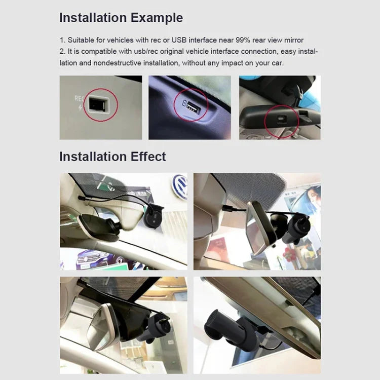 Gravador de Condução para Carro com Câmara Dupla WiFi Oculta com Rotação de 360 Graus, Câmara Dupla WiFi