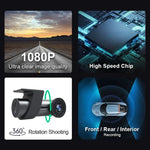 Gravador de Condução para Carro com Câmara Dupla WiFi Oculta com Rotação de 360 Graus, Câmara Dupla WiFi
