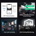 Gravador de Condução para Carro com Câmara Dupla WiFi Oculta com Rotação de 360 Graus, Câmara Dupla WiFi