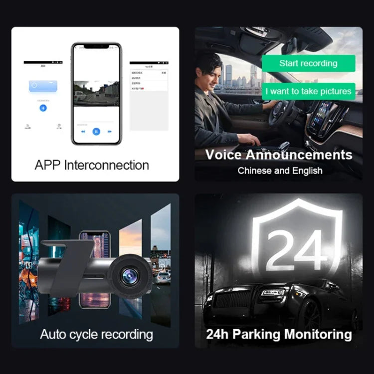 Gravador de Condução para Carro com Câmara Dupla WiFi Oculta com Rotação de 360 Graus, Câmara Dupla WiFi