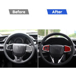Car Carbon Fiber Steering Wheel Button Middle Configuration Decorative Sticker for Honda Tenth Generation Civic 2016-2019, Left and Right Drive Universal, Steering Wheel Button Middle Configuration