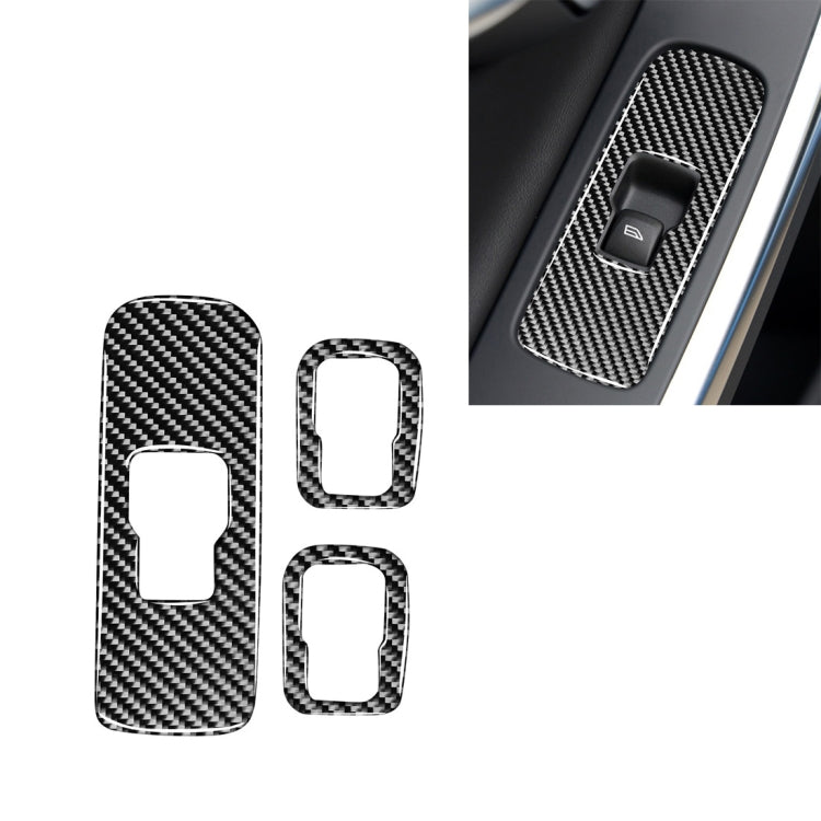 3 PCS Car Carbon Fiber Window Lifting Button Decorative Stickers for Volvo V60 2010-2017 / S60 2010-2018, Right Drive, Window Lifting Button, Right Drive