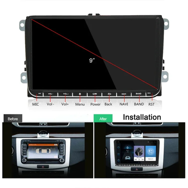 CKVW92 Reprodutor MP5 Android 6.0 2 Din HD 9 polegadas para Carro Navegação GPS Multimédia Rádio Bluetooth para Volkswagen, Suporta FM & Mirror Link, Versão Mapa Europa, Versão Mapa Europa