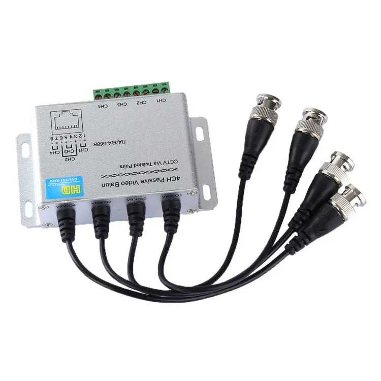 HD204A-F Balun de Vídeo Passivo UTP CCTV HD-CVI/TVI/AHD 4CH, HD204A-F