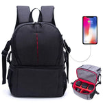 Mochila de Ombro Impermeável Multifuncional em Nylon com Almofada Amortecedora para Câmara para Câmaras DSLR Nikon Canon