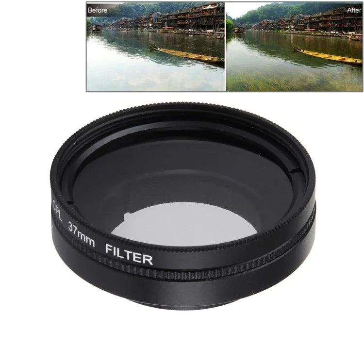 JUNESTAR para Câmara de Ação Xiaomi Xiaoyi Yi II 4K Sport Filtro CPL Profissional 37mm + Tampa Protetora para Lente, Filtro CPL + Tampa para Lente