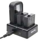 Carregador Duplo de Baterias + Carregador de Comando Remoto com Cabo USB para GoPro HERO7 Black /6 /5 (AHDBT-501), Baterias não incluídas, Carregador de Bateria+Comando Remoto