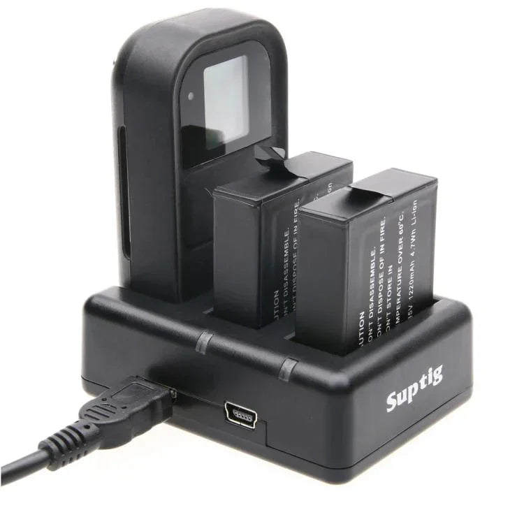 Carregador Duplo de Baterias + Carregador de Comando Remoto com Cabo USB para GoPro HERO7 Black /6 /5 (AHDBT-501), Baterias não incluídas, Carregador de Bateria+Comando Remoto