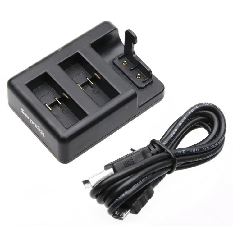 Carregador Duplo de Baterias + Carregador de Comando Remoto com Cabo USB para GoPro HERO7 Black /6 /5 (AHDBT-501), Baterias não incluídas, Carregador de Bateria+Comando Remoto