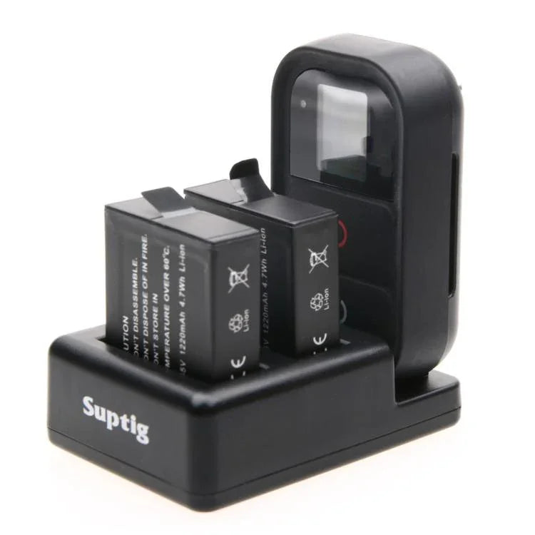 Carregador Duplo de Baterias + Carregador de Comando Remoto com Cabo USB para GoPro HERO7 Black /6 /5 (AHDBT-501), Baterias não incluídas, Carregador de Bateria+Comando Remoto