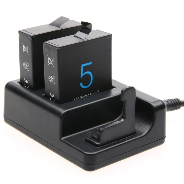 Carregador Duplo de Baterias + Carregador de Comando Remoto com Cabo USB para GoPro HERO7 Black /6 /5 (AHDBT-501), Baterias não incluídas, Carregador de Bateria+Comando Remoto