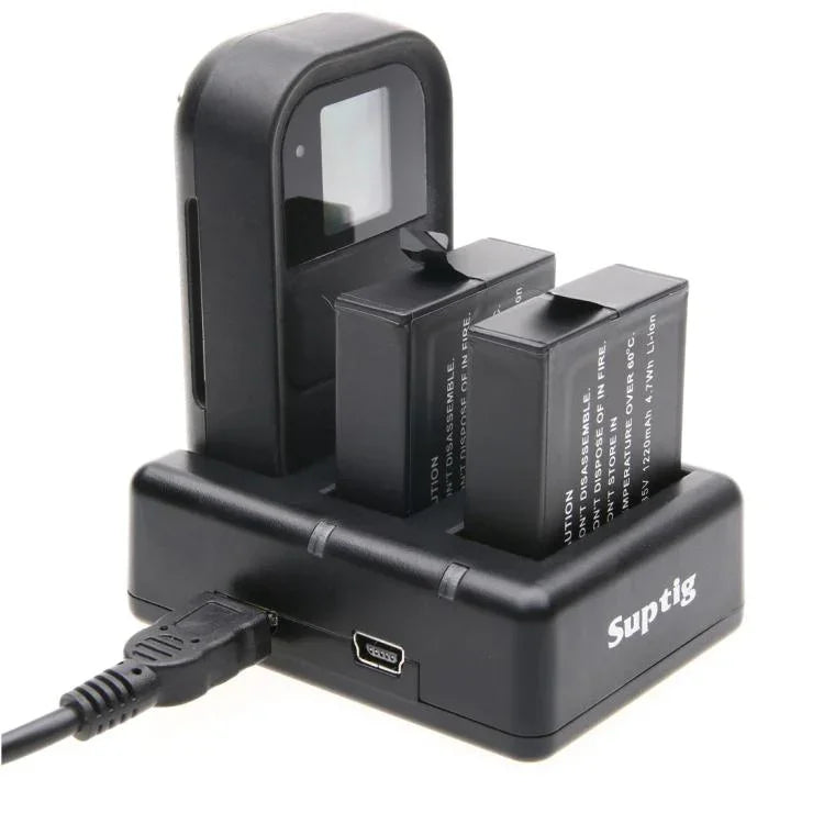Carregador Duplo de Baterias + Carregador de Comando Remoto com Cabo USB para GoPro HERO7 Black /6 /5 (AHDBT-501), Baterias não incluídas, Carregador de Bateria+Comando Remoto