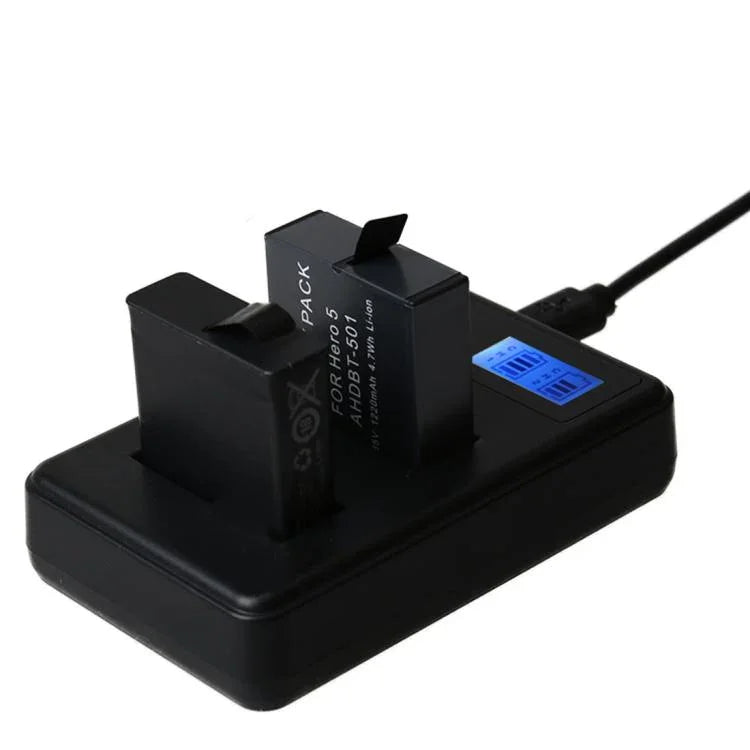 Carregador de Ecrã LCD para Duas Baterias AHDBT-501 para GoPro HERO5 com Indicador de Capacidade de Carga, Para GoPro HERO5