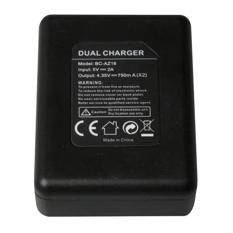 Carregador USB Duplo de Baterias para Câmara Digital BC-AZ16 para Xiaomi Xiaoyi II 4K, Para Xiaomi Xiaoyi II 4K