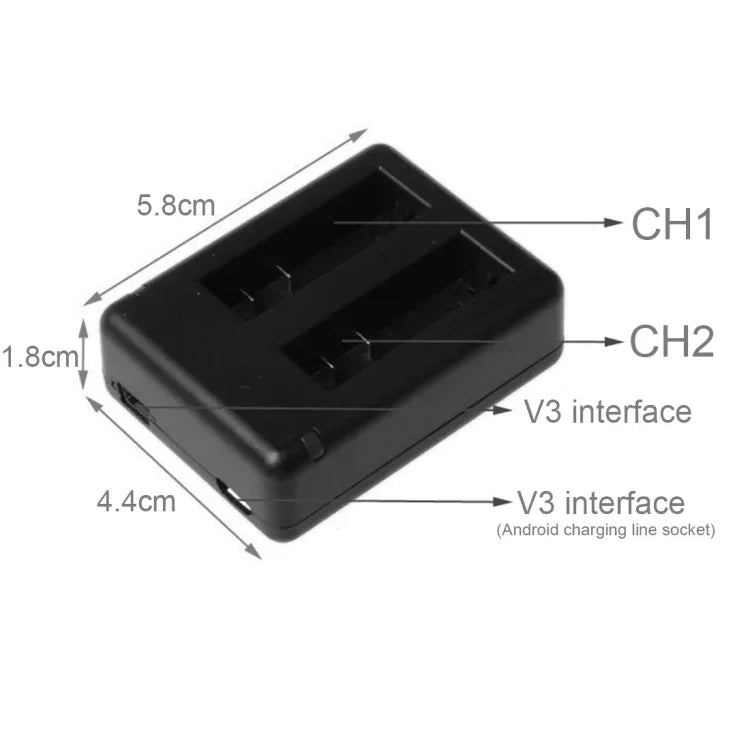 Carregador USB Duplo de Baterias para Câmara Digital BC-AZ16 para Xiaomi Xiaoyi II 4K, Para Xiaomi Xiaoyi II 4K
