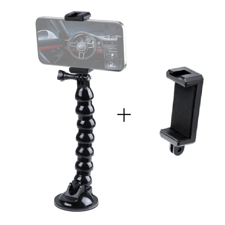 Montagem de Braçadeira Flexível com Mandíbulas de Ventosa Estendida com Suporte para Telemóvel Cold Shoe, Montagem de Ventosa Estendida com Suporte para Telemóvel Cold Shoe