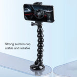 Montagem de Braçadeira Flexível com Mandíbulas de Ventosa Estendida com Suporte para Telemóvel Cold Shoe, Montagem de Ventosa Estendida com Suporte para Telemóvel Cold Shoe