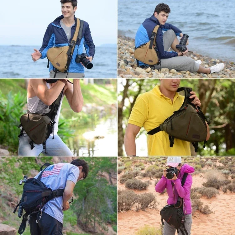 Bolsa Digital para Câmara CADEN em Forma de Triângulo Tscope para Ombro e Cruzado com Capa de Chuva para Canon Nikon Sony K1, Tamanho: 36*31*15cm