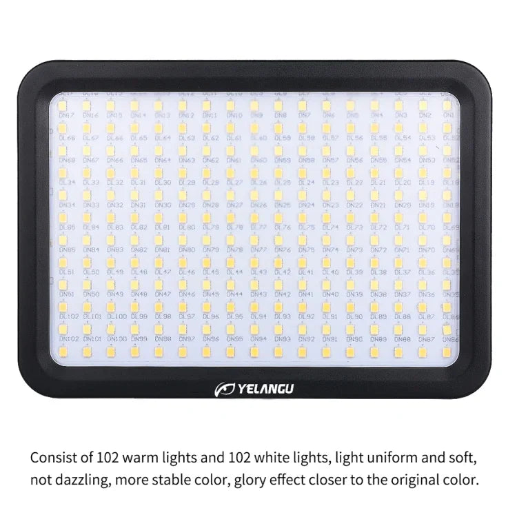 YELANGU YLG0504B 204 LEDs 1000LM 3300-5600K Luz de Estúdio Dimerizável Sem Polarização Luz de Vídeo e Fotografia para Câmaras Canon, Nikon, DSLR, 204 LEDs