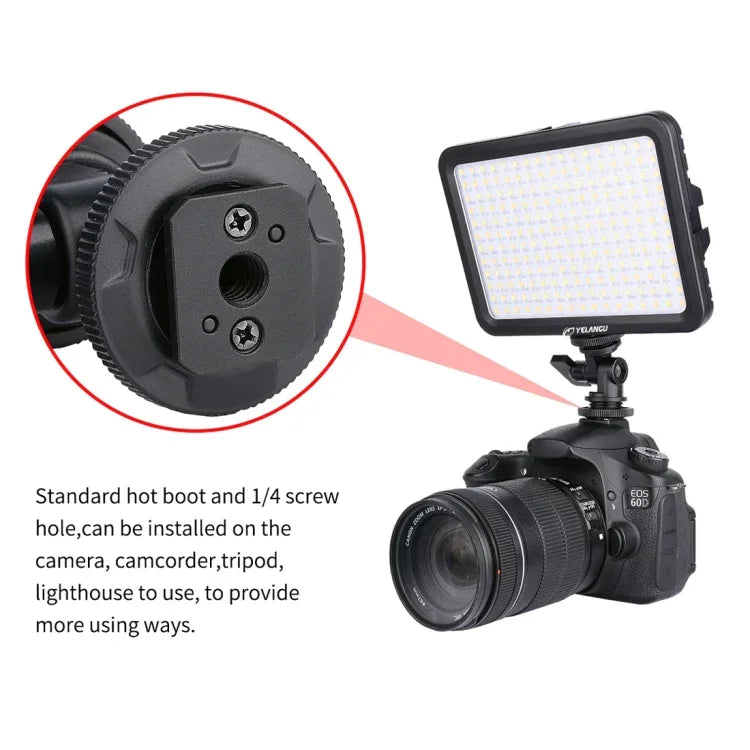 YELANGU YLG0504B 204 LEDs 1000LM 3300-5600K Luz de Estúdio Dimerizável Sem Polarização Luz de Vídeo e Fotografia para Câmaras Canon, Nikon, DSLR, 204 LEDs